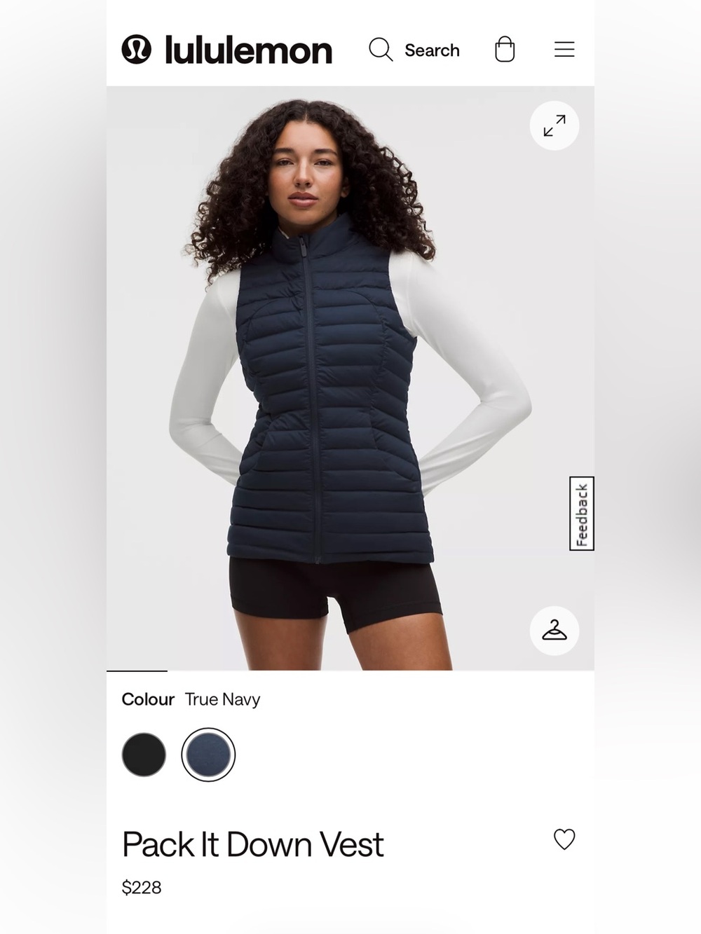 Lululemon Pack it Down vest in Blue size 4